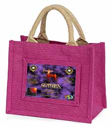 Sagittarius Star Sign of the Zodiac Little Girls Small Pink Jute Shopping Bag