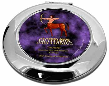 Sagittarius Star Sign of the Zodiac Make-Up Round Compact Mirror